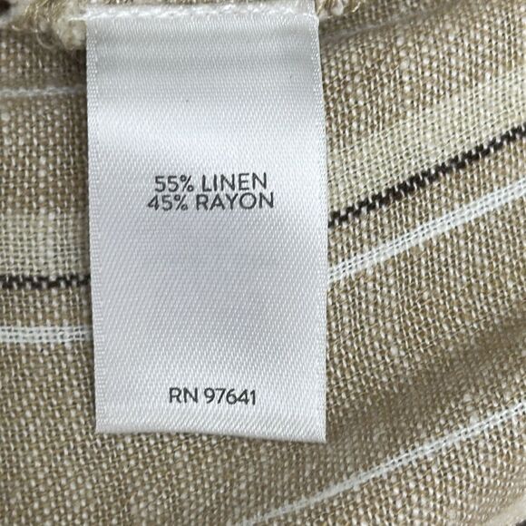 J. Jill Pants Size Large Crop Linen Blend Striped Tan Wide-Leg - Picture 11 of 13